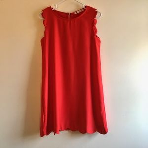 Red Scallop Trim Tank Dress